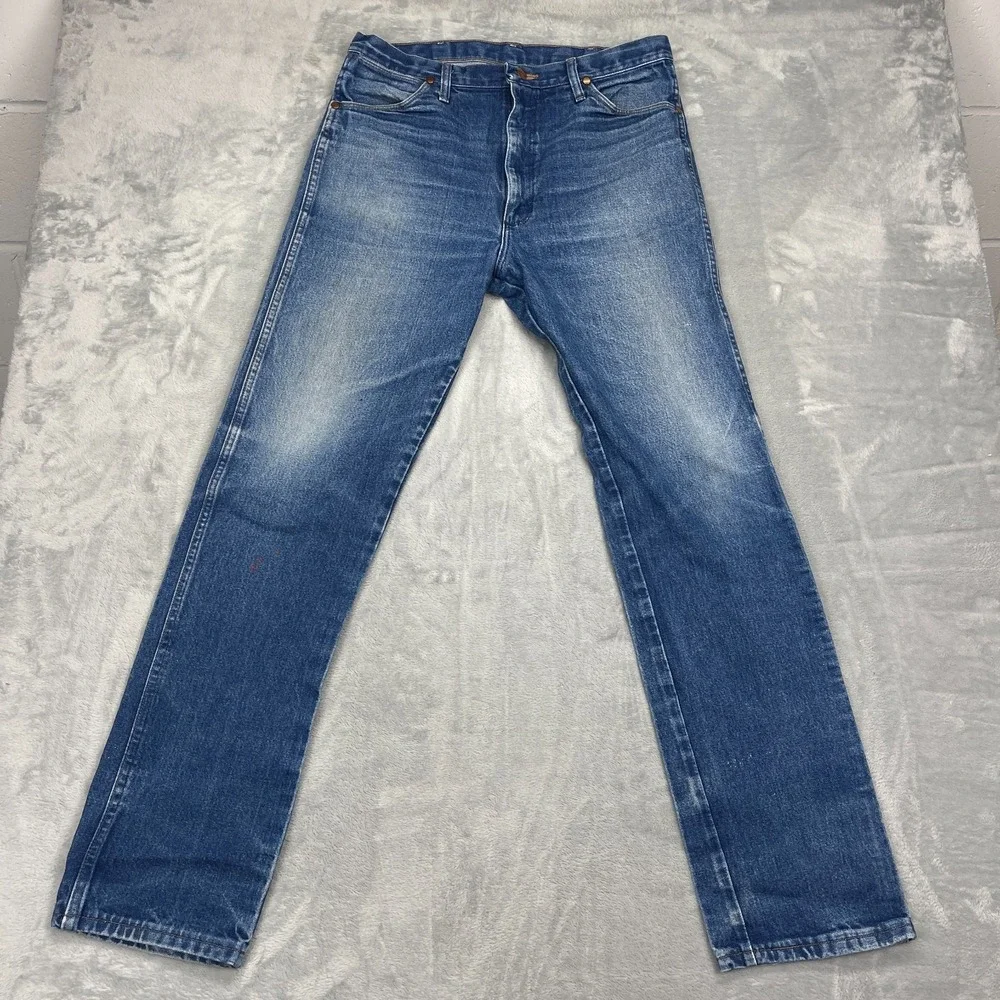 Wrangler Jeans Mens 36x36 Blue Denim 13MWZ Faded Slim Cowboy Cut Straight Leg